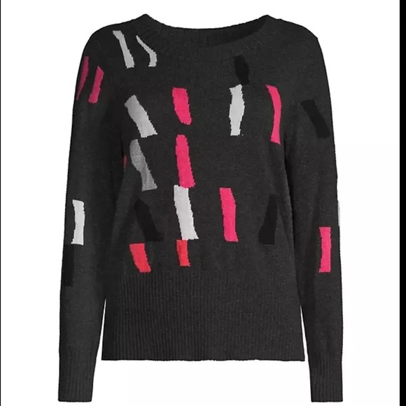 NEW NIC+ZOE Falling Frost Sweater in Grey Pink Black - Size Medium - Picture 1 of 1
